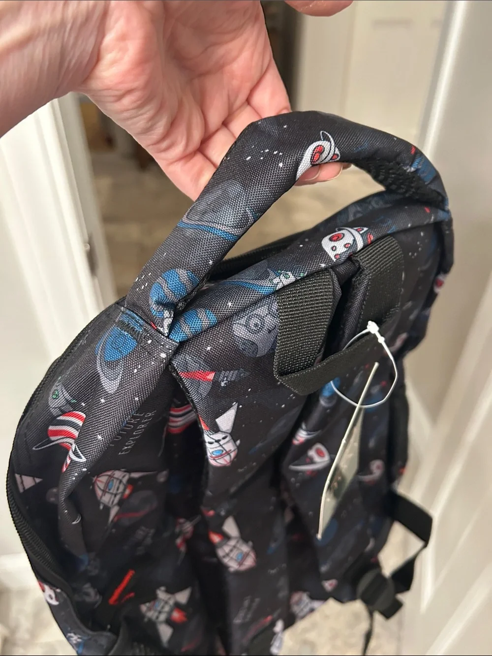 Black Space-Print Backpack